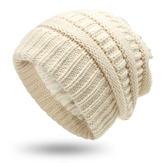 Women’s Satin-Lined Woolen Knit Hats – Warm Winter Hats for Protective Hairstyles