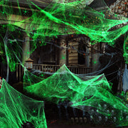 Glow Spider Cotton Halloween Decoration Set Spooky Glowing Web Party Decor