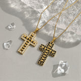 Cross Pendant Full Of Diamonds 18K Gold All-Match Non-Fading Clavicle Chain