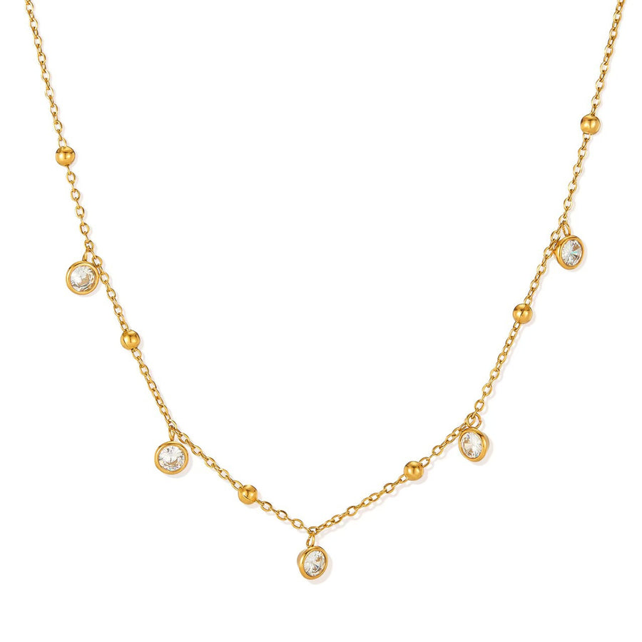 Minimalist White Enamel Pendant Necklace 18K Gold Plated Stainless Steel