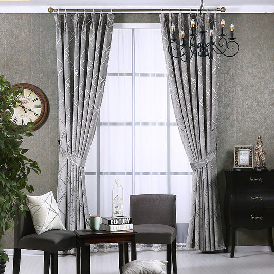 Solid Color Modern Light Luxury Chenille Blackout Curtains for Living Room