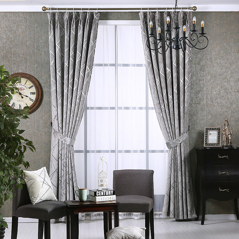 Solid Color Modern Light Luxury Chenille Blackout Curtains for Living Room