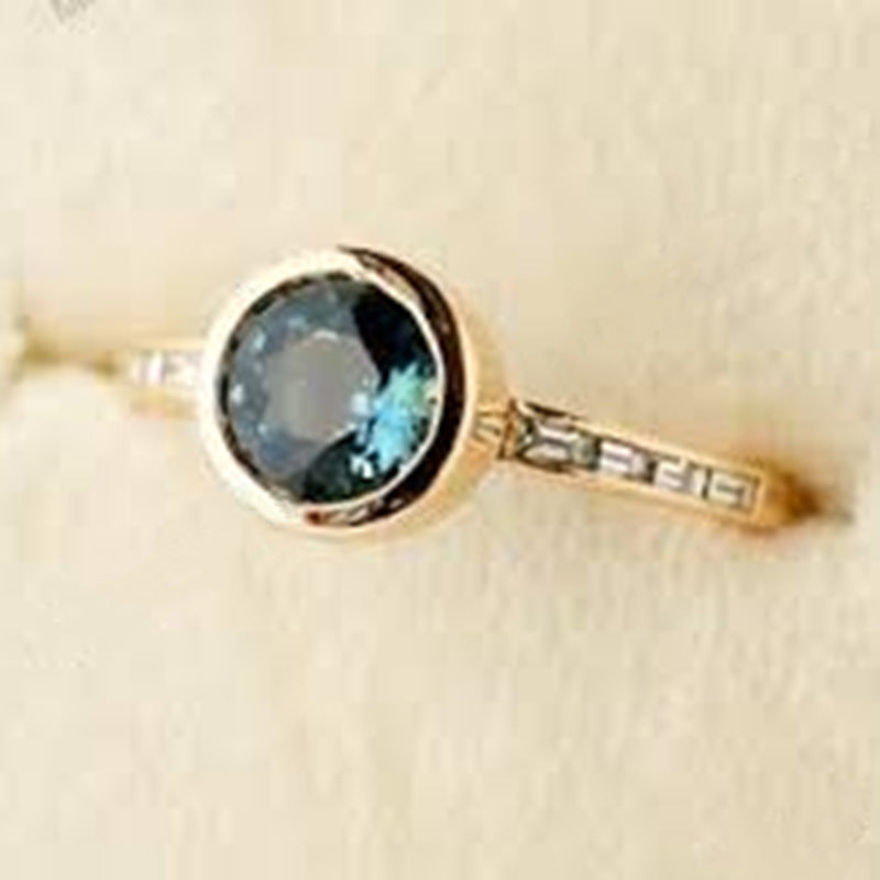 Minimalist Olive Green Diamond Ring for Women 18K Gold Plated