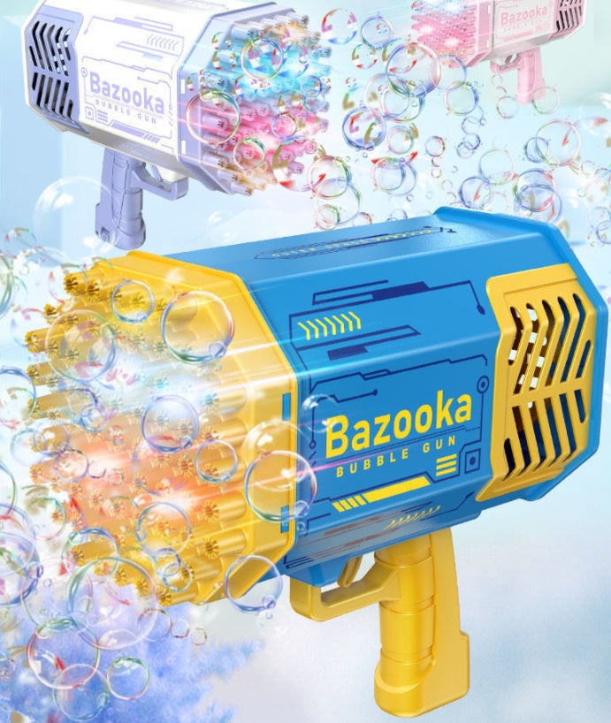 Rocket 69-Hole Bubble Gun – Automatic Soap Bubble Machine with LED Lights