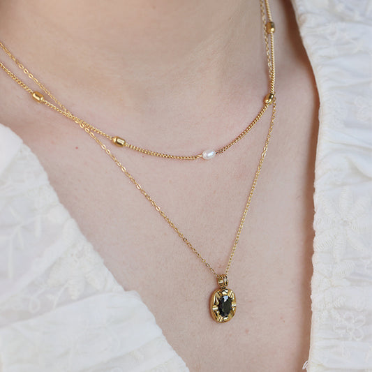 18K Gold-Plated Niche Luxury Pearl and Rice-Bead Choker