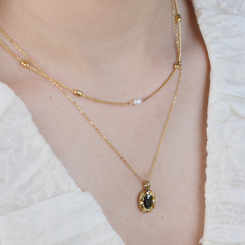 18K Gold-Plated Niche Luxury Pearl and Rice-Bead Choker