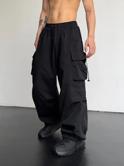 Mens High Waist Wide Leg Casual Pants