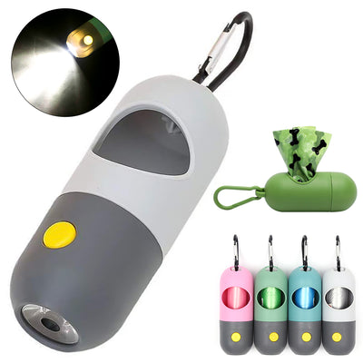 LED Light Pet Waste Bag Dispenser Dog Poop Bag Holder Leash Attachment